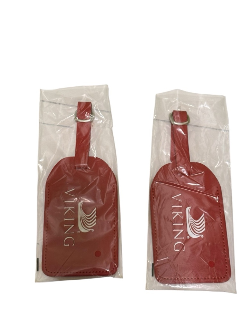 Viking Red Leather Luggage Tag Set - Picture 7 of 7